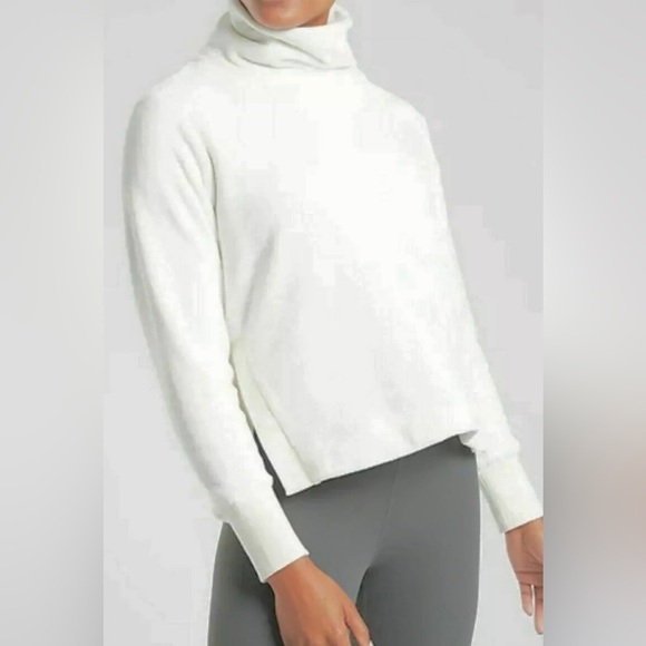 Athleta Sweaters - ATHLETA Double Cozy Karma Funnel Neck Sweatshirt, Sea Salt